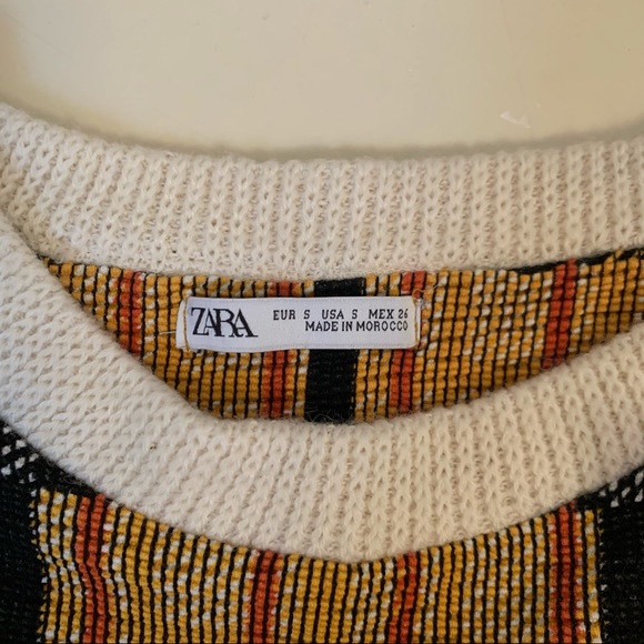 Zara · Nwot Golden Yellow Plaid Midi Sweater Dress - Picture 3 of 7